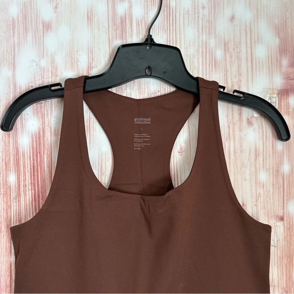 Girlfriend Collective Cafe Brown Paloma Racerback Sports Bra Style 1002 Sz L - Picture 4 of 13
